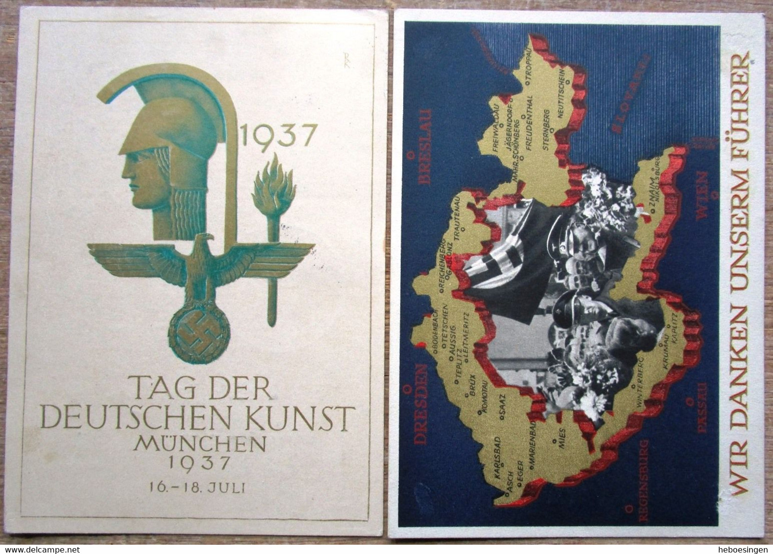 DR 2 Progagandakarten Wir Danken Unserm Führer, Tag Der Deutschen Kunst 1937 - Gelaufen-ungebraucht - Other & Unclassified