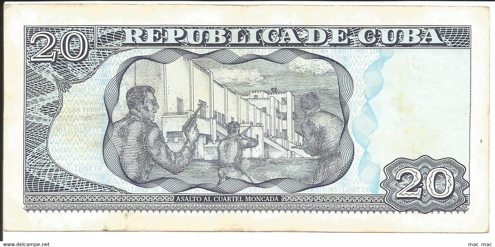 CUBA 20 Pesos 2003 P-126 RARE Banknote - Aniversario Del Moncada 1953-2003 - Twenty Peso - Cuba