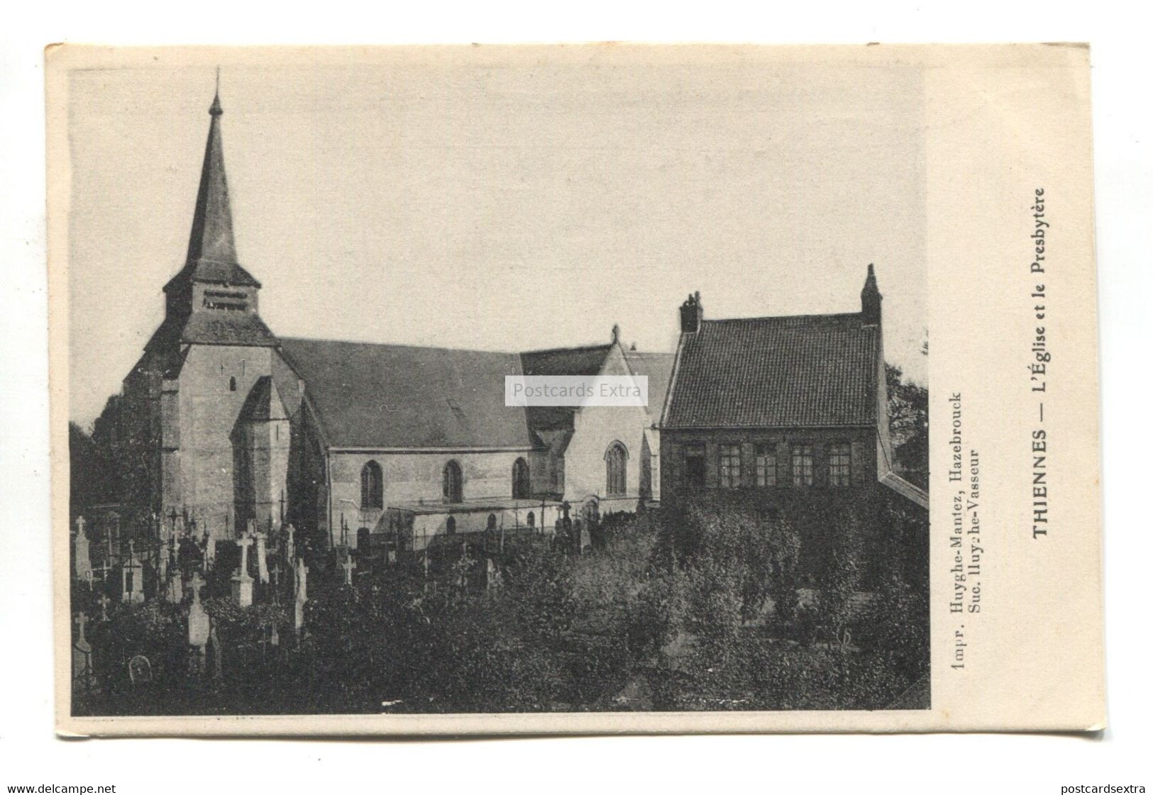 Thiennes (59) - L'Église Et Le Presbytère - Old France Postcard - Otros & Sin Clasificación