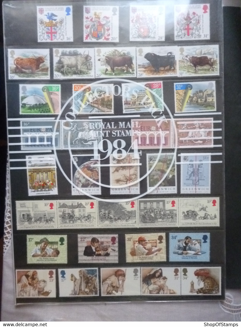 GREAT BRITAIN 1984 YEAR PACK From GPO - Sheets, Plate Blocks & Multiples