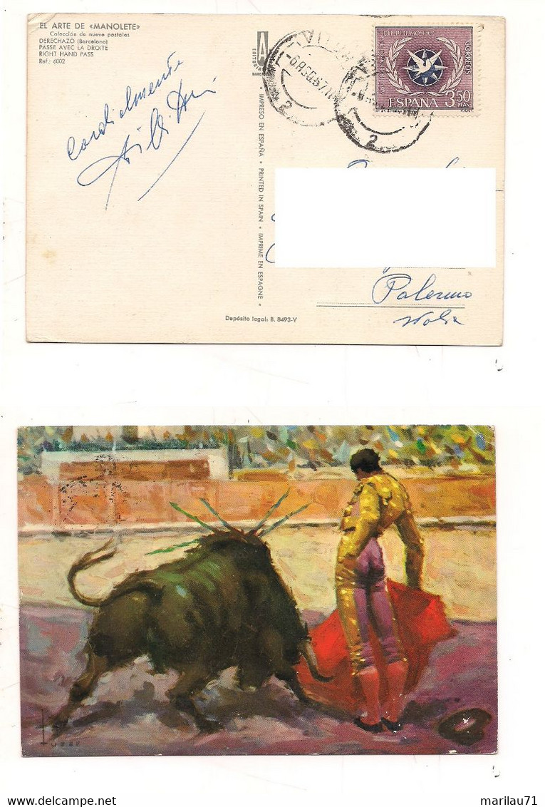 8612 Spagna Espana Card 1967 Torero Manolete Singolo Solo Isolato - Brieven En Documenten