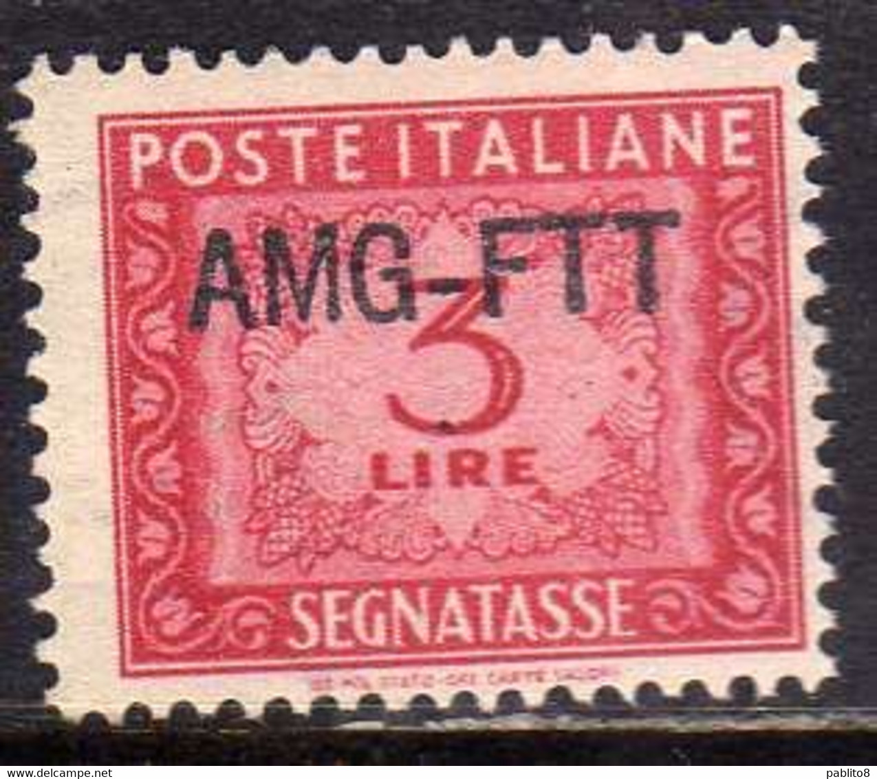 TRIESTE A 1949 1954 AMG-FTT SOPRASTAMPATO D'ITALIA ITALY OVERPRINTED SEGNATASSE POSTAGE DUE TAXES TASSE LIRE 3 MNH - Taxe