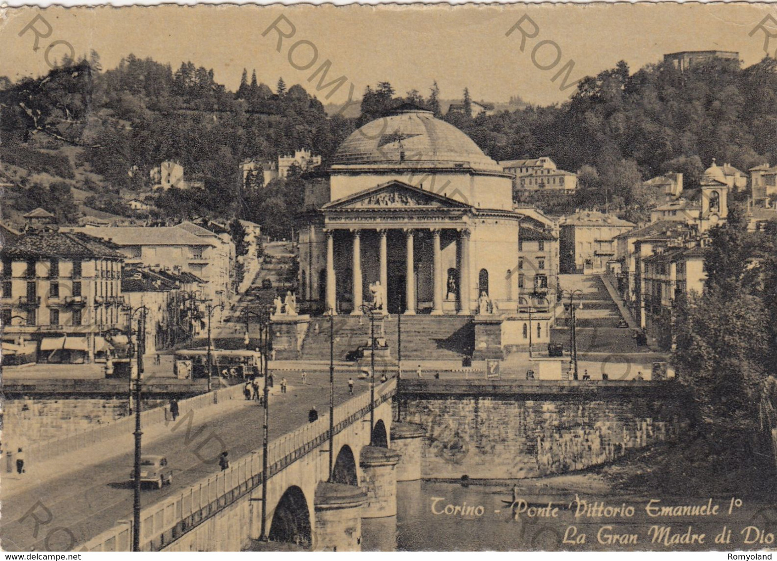 CARTOLINA  TORINO,PIEMONTE,PONTE VITTORIO EMANUELE I,LA GRAN MADRE DI DIO,RELIGIONE,IMPERO ROMANO,VIAGGIATA  1962 - Bruggen