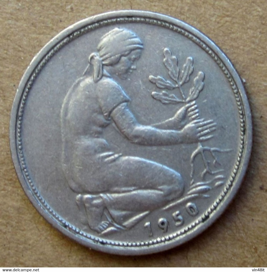 1950 - GERMANIA  -  VALORE DELLA  MONETA  50 Pfenning  -  USATA - - 50 Pfennig