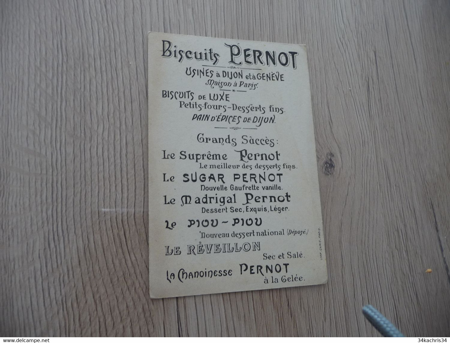 Chromo Ancien Biscuit Pernot Illustré Dijon Sarah Bernhardt - Pernot