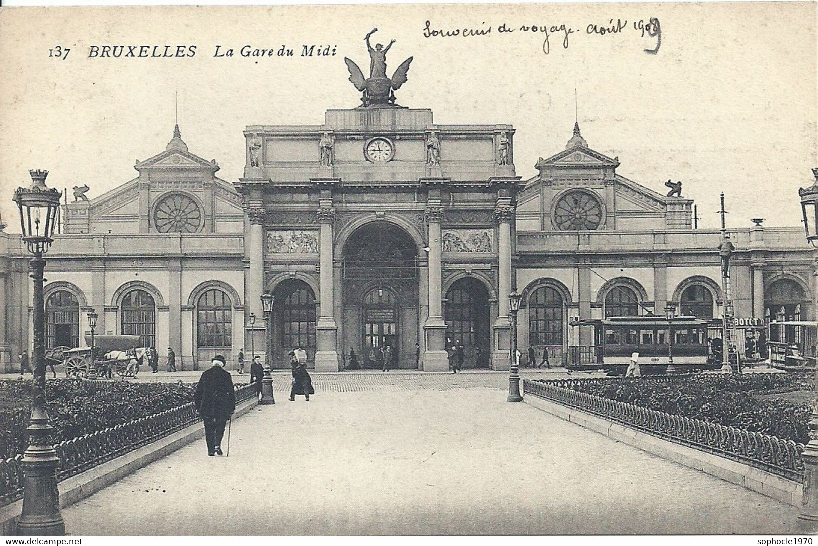02 - 2021 - BELGIQUE - BRUXELLES - GARES - Gare Du Midi En 1909 - Transport Urbain En Surface
