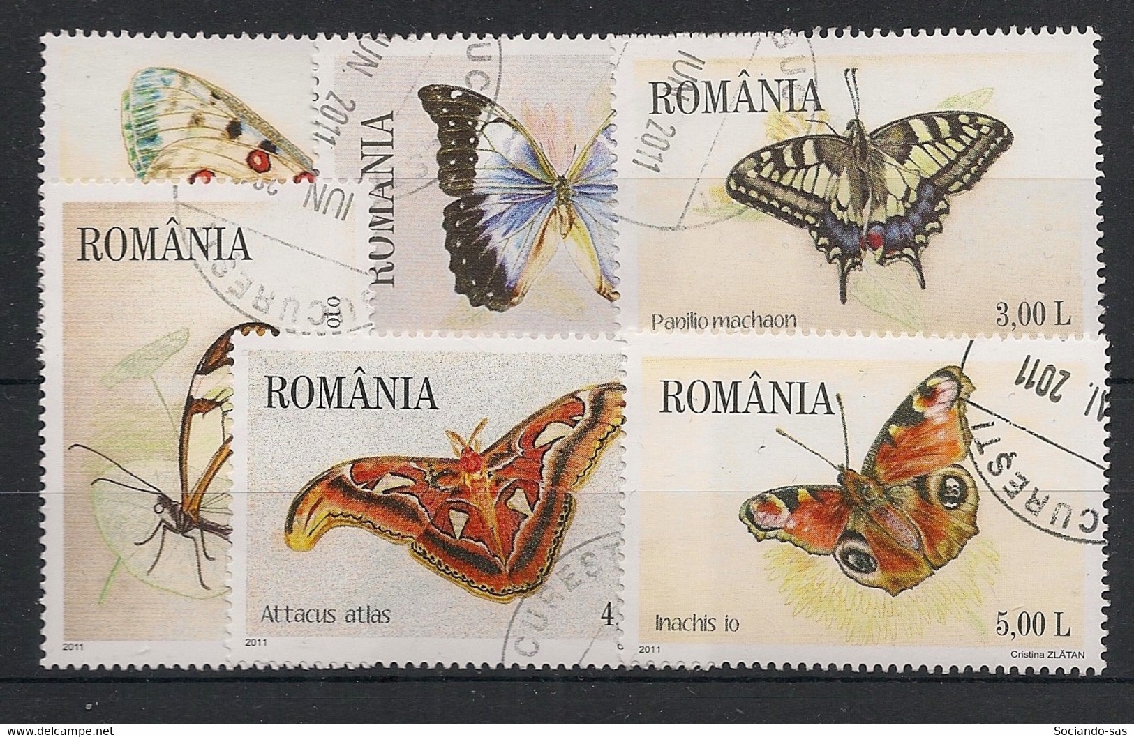 Roumanie - 2011 - N° Yv. 5495 à 5500 - Papillons / Butterflies - Oblitéré / Used - Butterflies