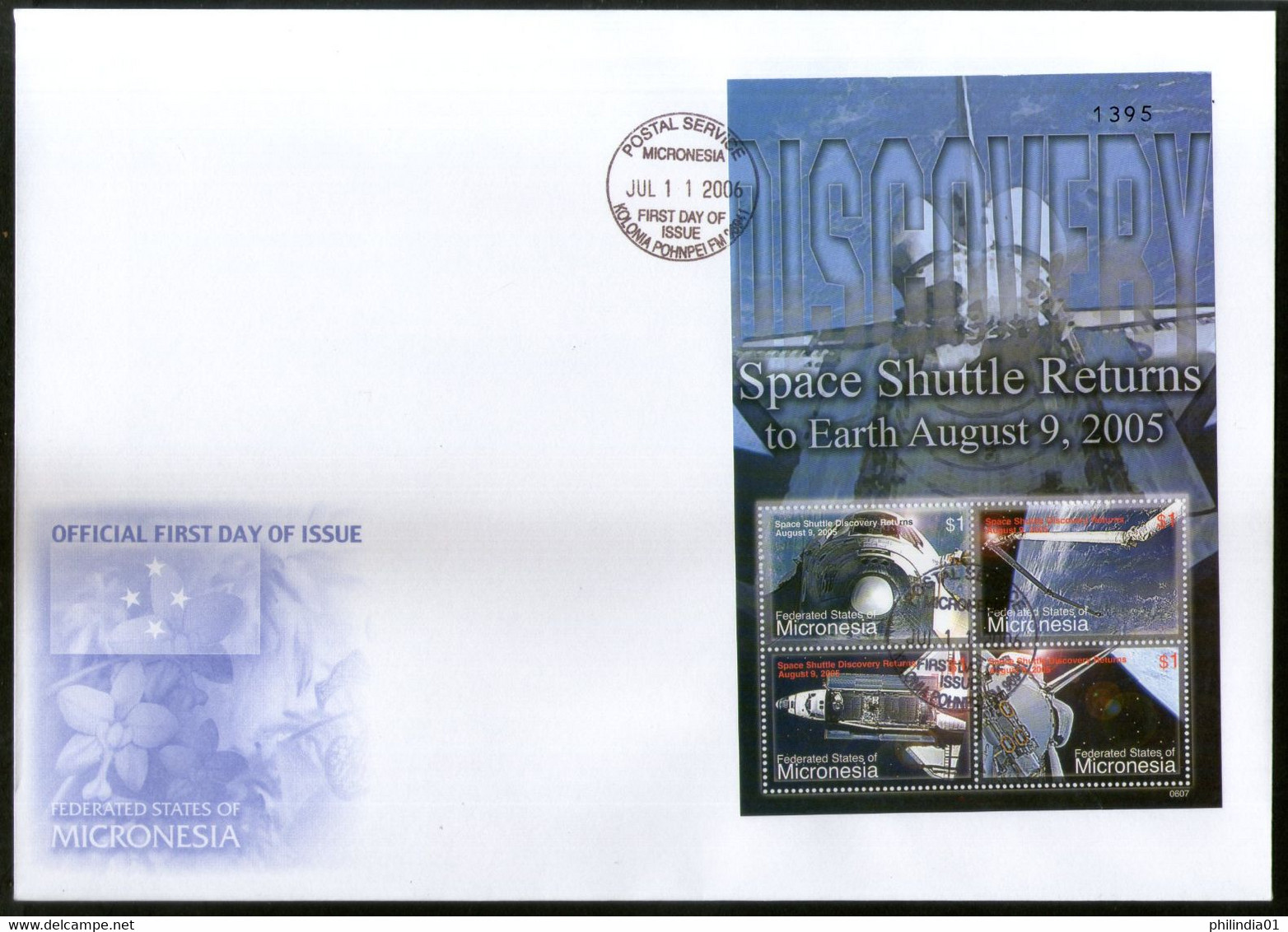 Micronesia 2006 Space Shuttle Returns Sc 697 Sheetlet FDC # 15043 - Autres & Non Classés