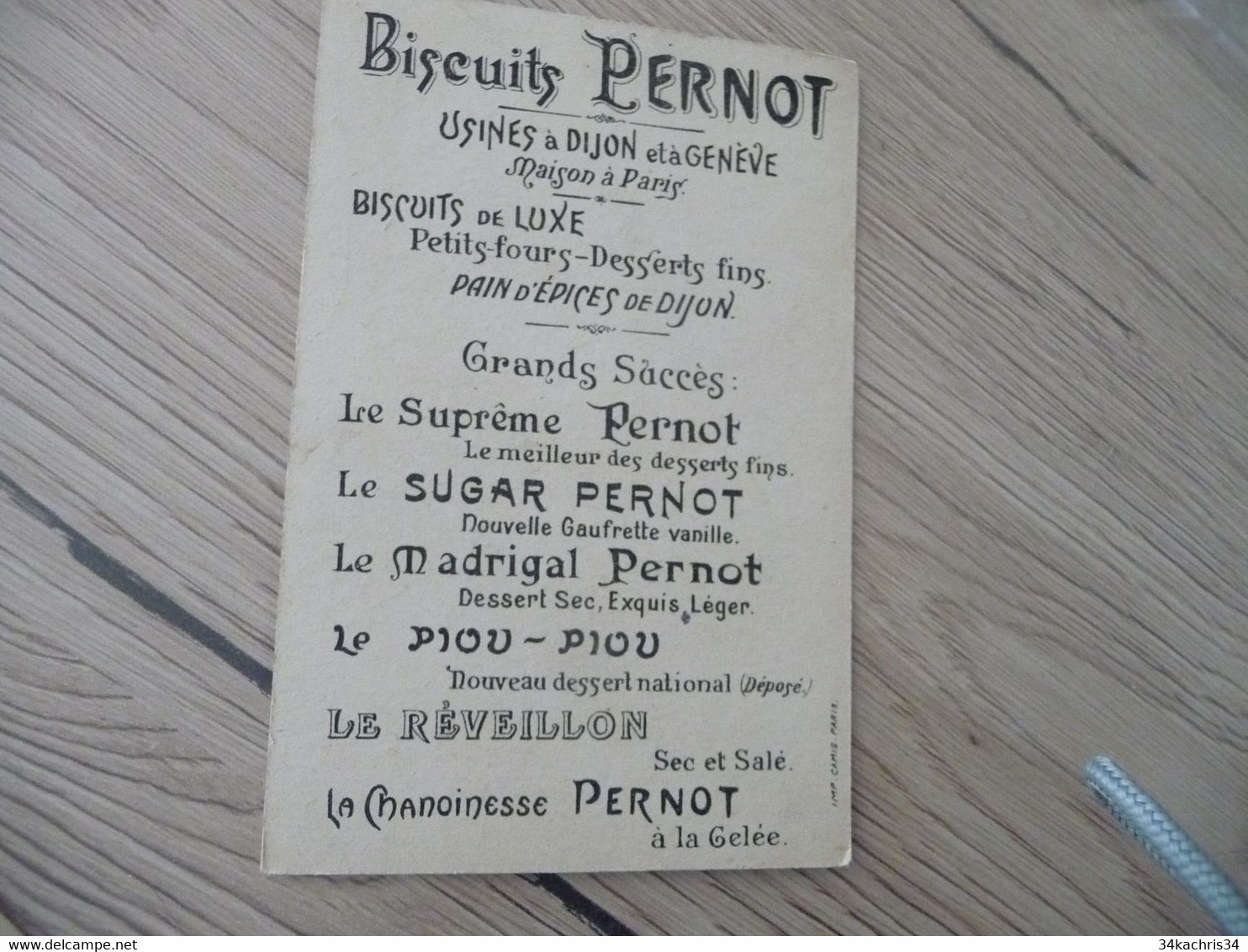 Chromo Ancien Biscuit Pernot Illustré Dijon Simon Girard Madame Angot - Pernot