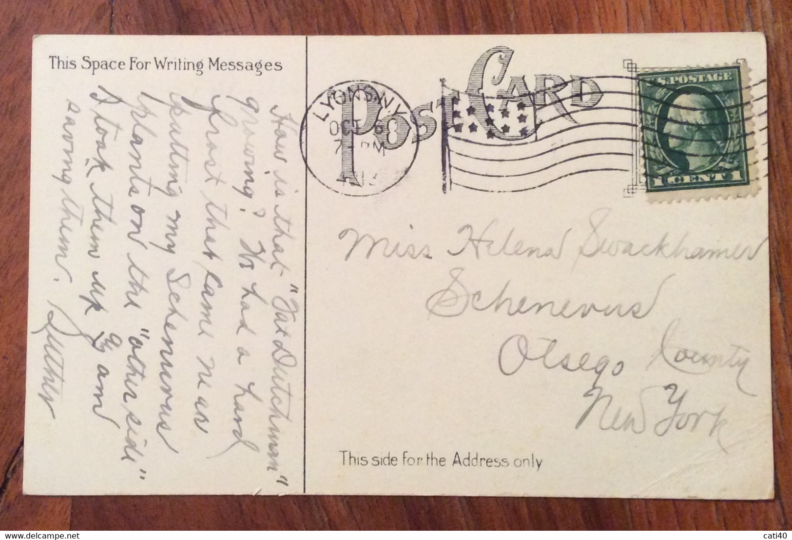 USA - ROCHESTER , RESIDENCE OF GEORGE EASTMAN  - VINTAGE POST CARD FROM LYONS OCT 6 1913 TO N.Y. - Fall River