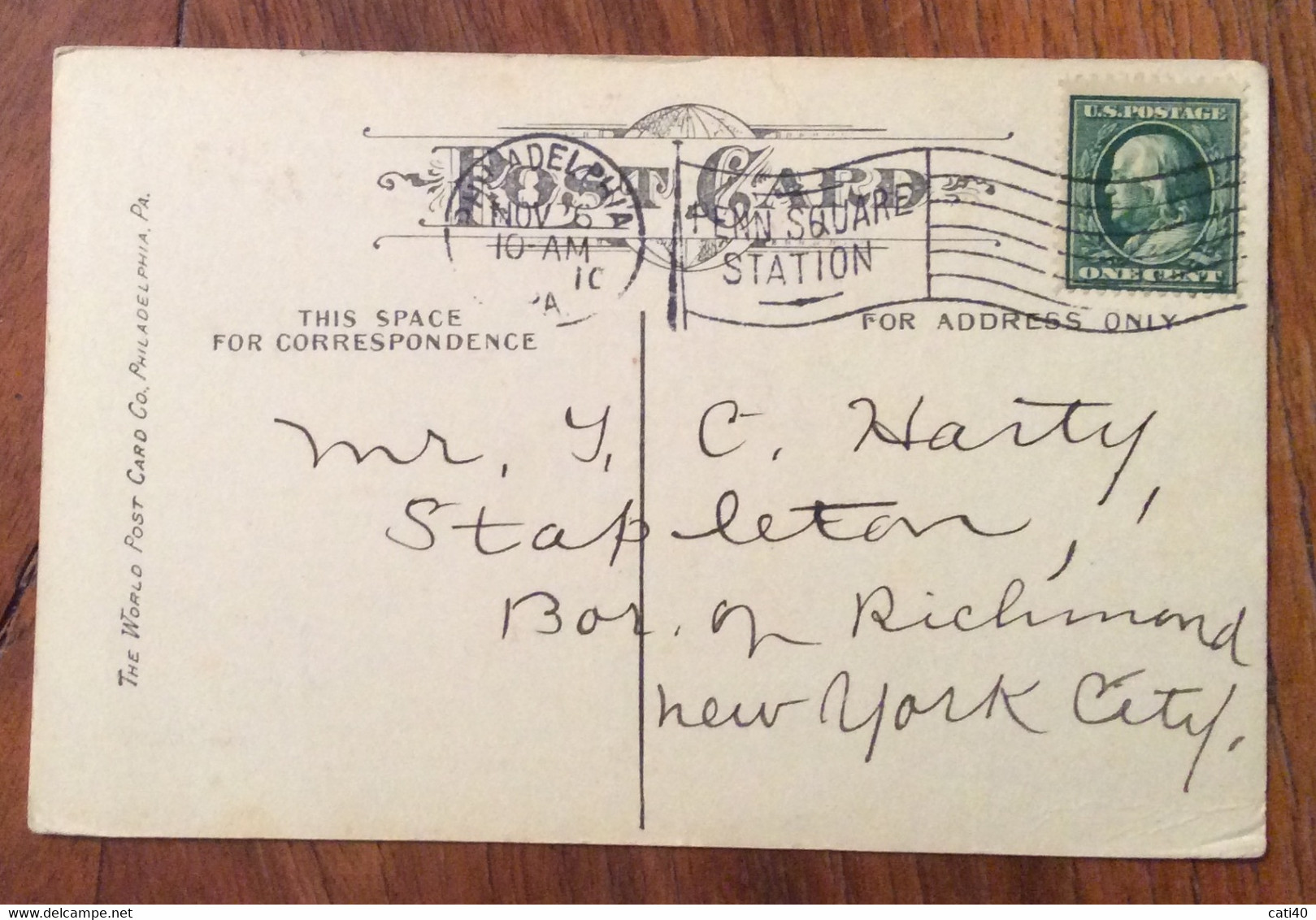 USA - PHILADEPHIA CARPERTERS HALL  - VINTAGE POST CARD  NOV 6 1910 - Fall River