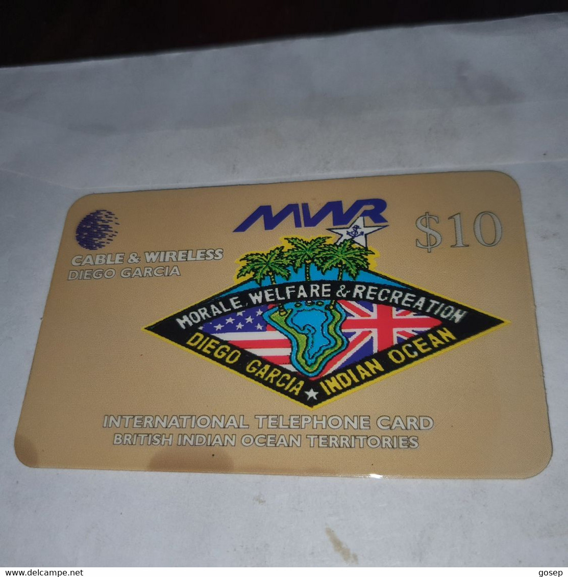 Diego Garcia-cable A Wireless-(5)-($10)-(dg59-21010)-used Card+1card Prepiad Free - Diego-Garcia