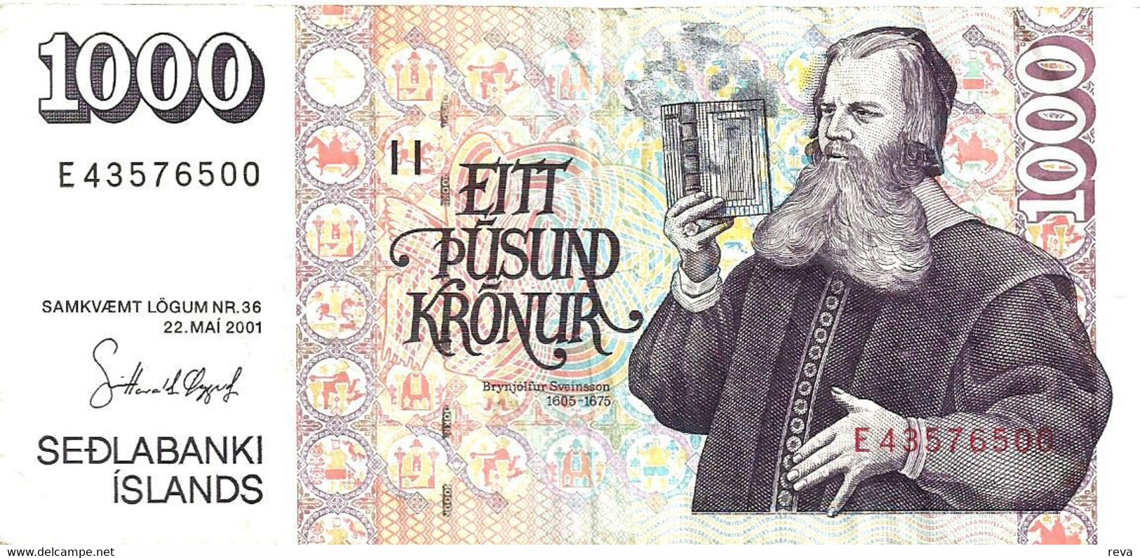 ICELAND 1000 KRONUR MAN FRONT & BUILDING BACK DATED 22-05-2001 VF P.60 READ DESCRIPTION CAREFULLY !!! - Islandia