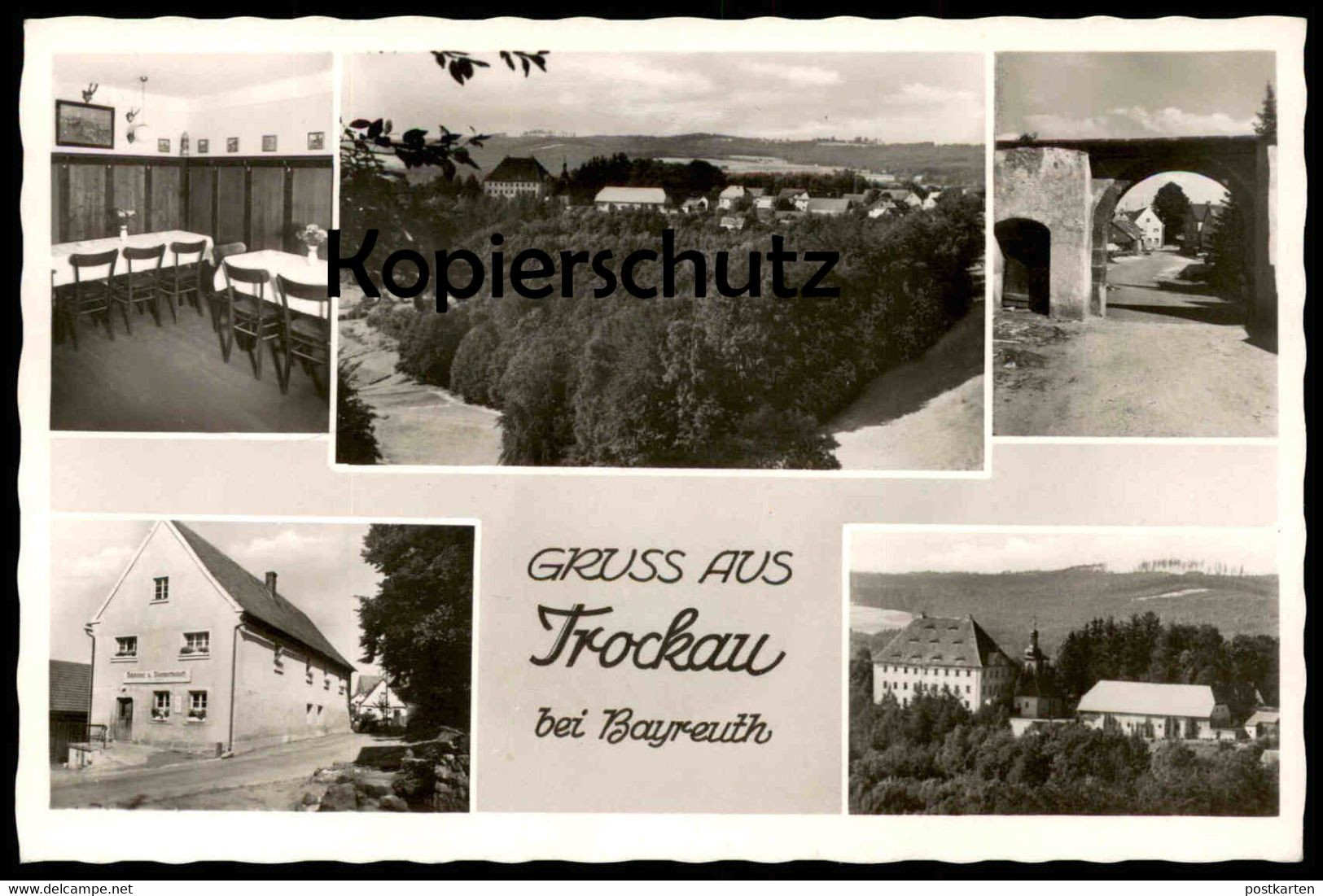 ÄLTERE POSTKARTE GRUSS AUS TROCKAU BEI BAYREUTH GASTWIRTSCHAFT UND BÄCKEREI LÖFFLER RECHTECKSTEMPEL Ansichtskarte AK Cpa - Pegnitz