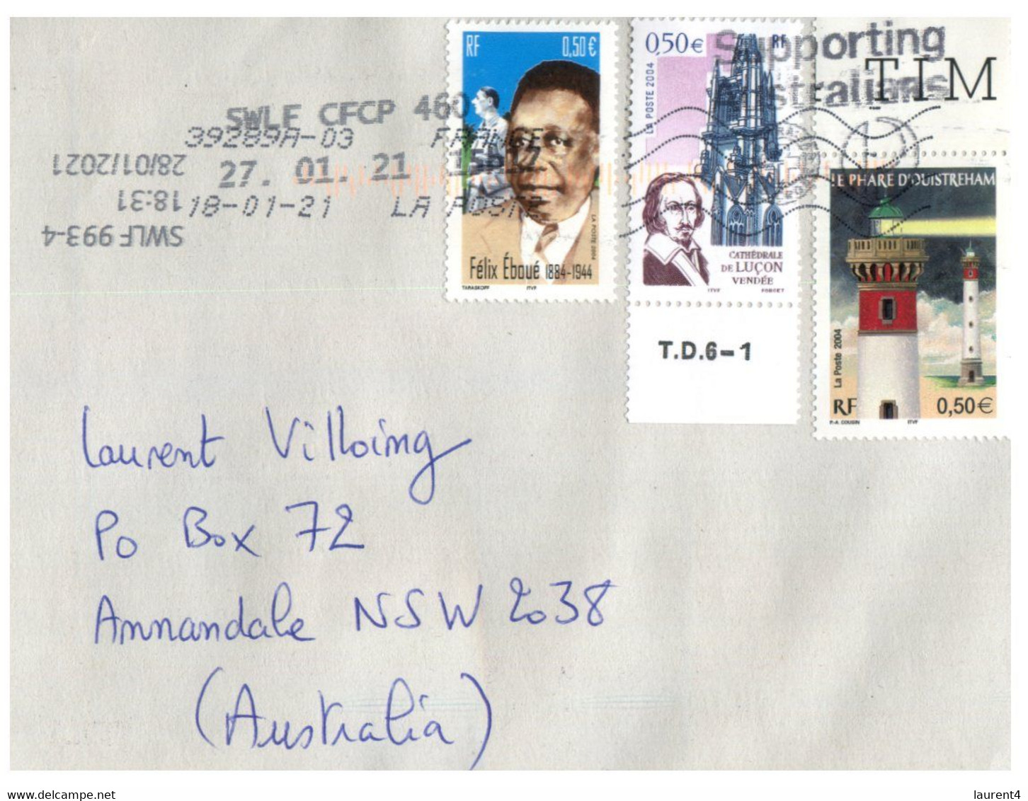 (HH 25 Large) Letter Posted From France To Australia - - Sonstige & Ohne Zuordnung