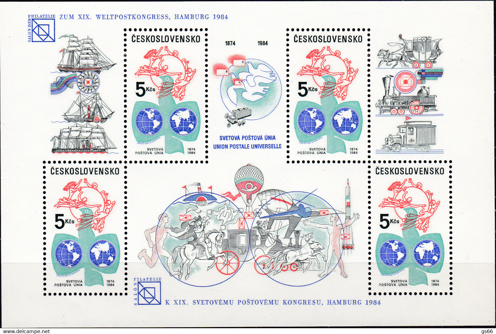 CSSR 1984,  2772 Block 59, MNH **, 110 Jahre Weltpostverein (UPU). - Blocks & Sheetlets