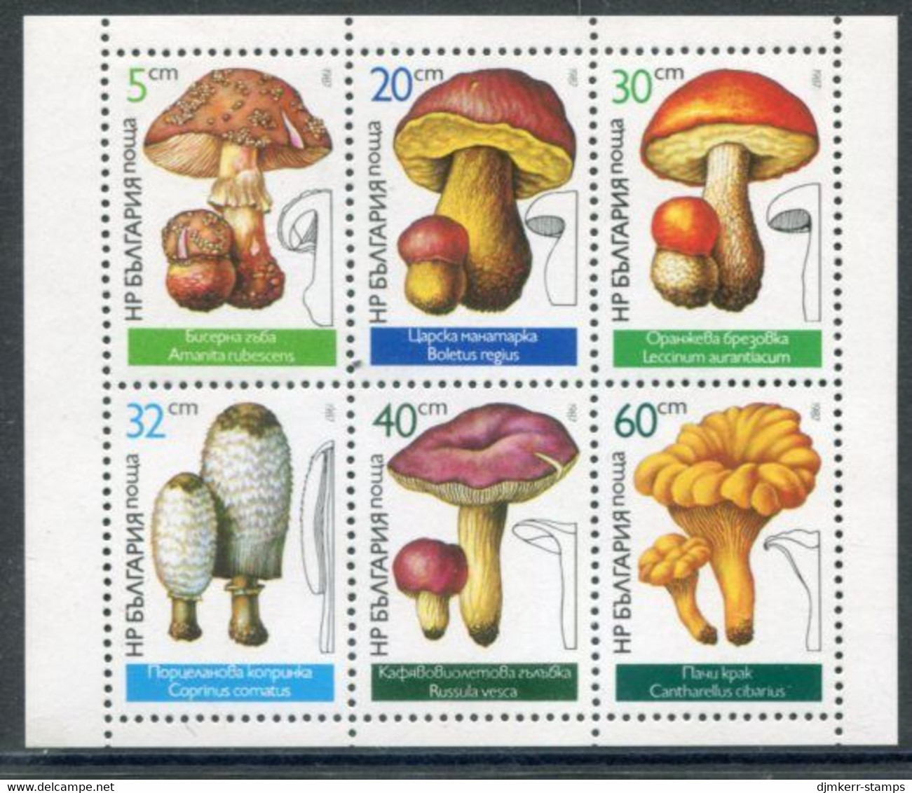 BULGARIA 1987 Fungi Sheetlet MNH / **.  Michel 3546-51 Kb I - Neufs