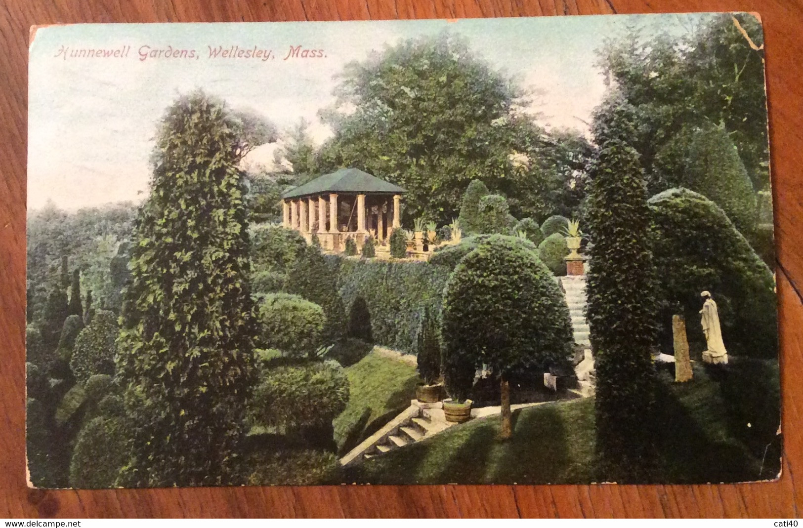 USA - WELLWESLEY HUNNEVELL GARDENS - VINTAGE POST CARD  FROM BOSTON OCT 3 1908 - Fall River