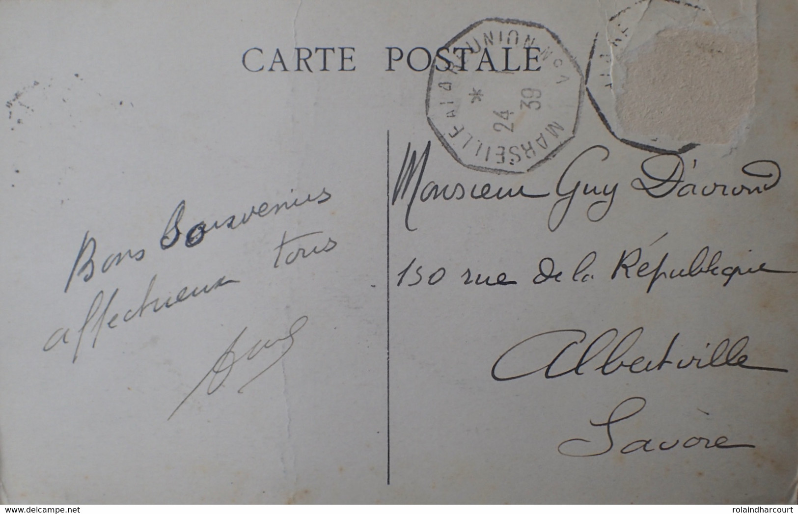 A415 - POSTE MARITIME - ✉️ DJIBOUTI à LE POULIQUEN - Lettre postée à bord de PAQUEBOT " LECONTE DE L'ISLE "