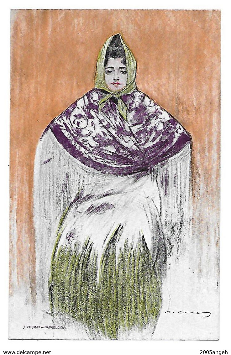 8 cartes illustrateur CASAS Ramon - Femmes dessinées au fusain -  J Thomas - Barcelona  Carte postale non voyagé,