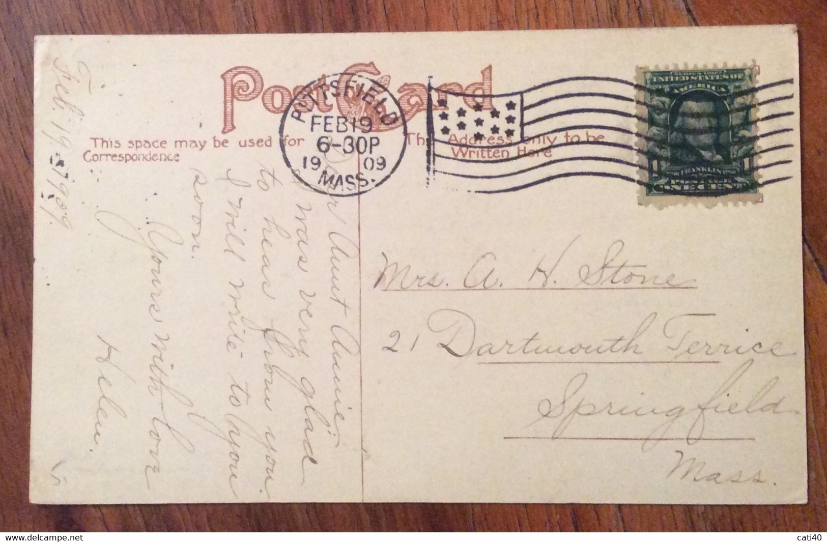 ALBERGHI - USA -  HOTEL ASPINWALL , LENOX   - VINTAGE POST CARD  FROM  PITTSFIELD FEB 19 N 1909 - Fall River