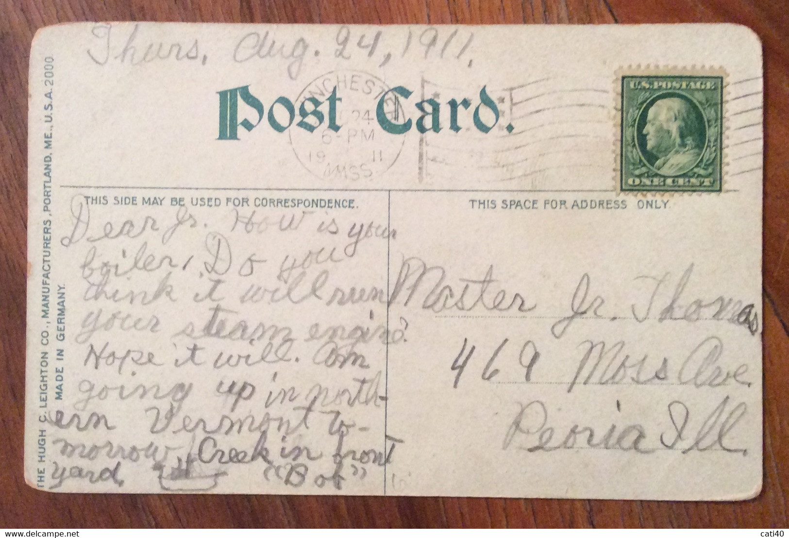 USA -  CAMBRIDGE,MASS. GORE HALL    - VINTAGE POST CARD  FEB  17 1911 - Fall River