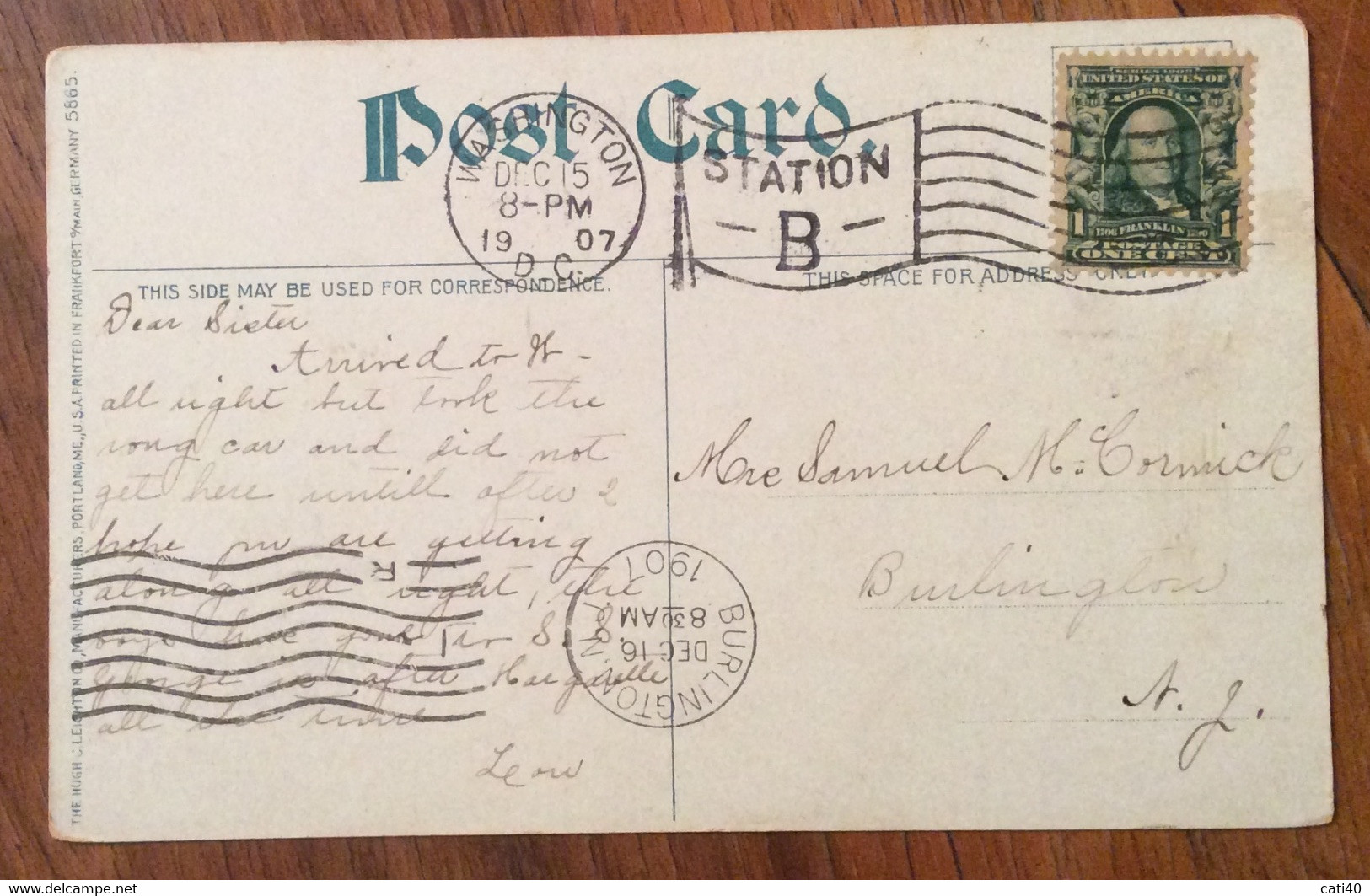 USA -  WASCHINGTON LIBRARY OF CONGRESS  - VINTAGE POST CARD   1907 - Fall River