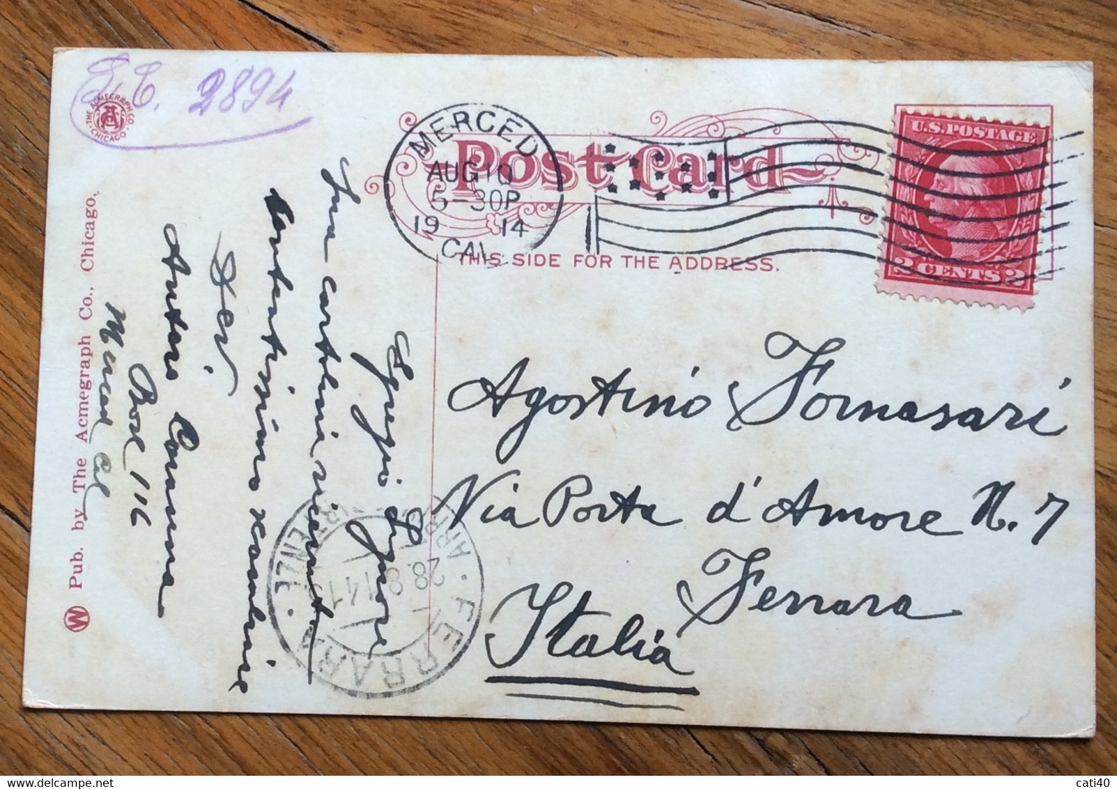 ALBERGHI - USA - SACRAMENTO HOTEL , SACRAMENTO , CAL.  - VINTAGE POST CARD FROM MERCED AUG 10  1914 - Cape Cod