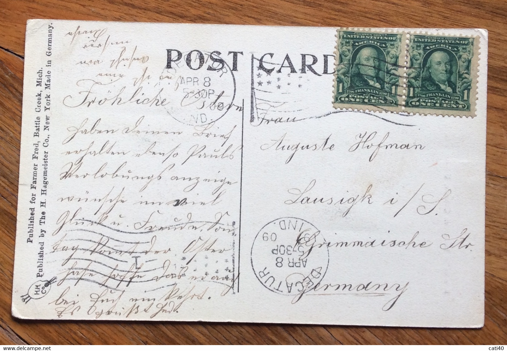 USA -ADAMS COUNTY INDIANA  IMMANUEL LUTHERAN CHURCH - VINTAGE POST CARD 1909 - Cape Cod