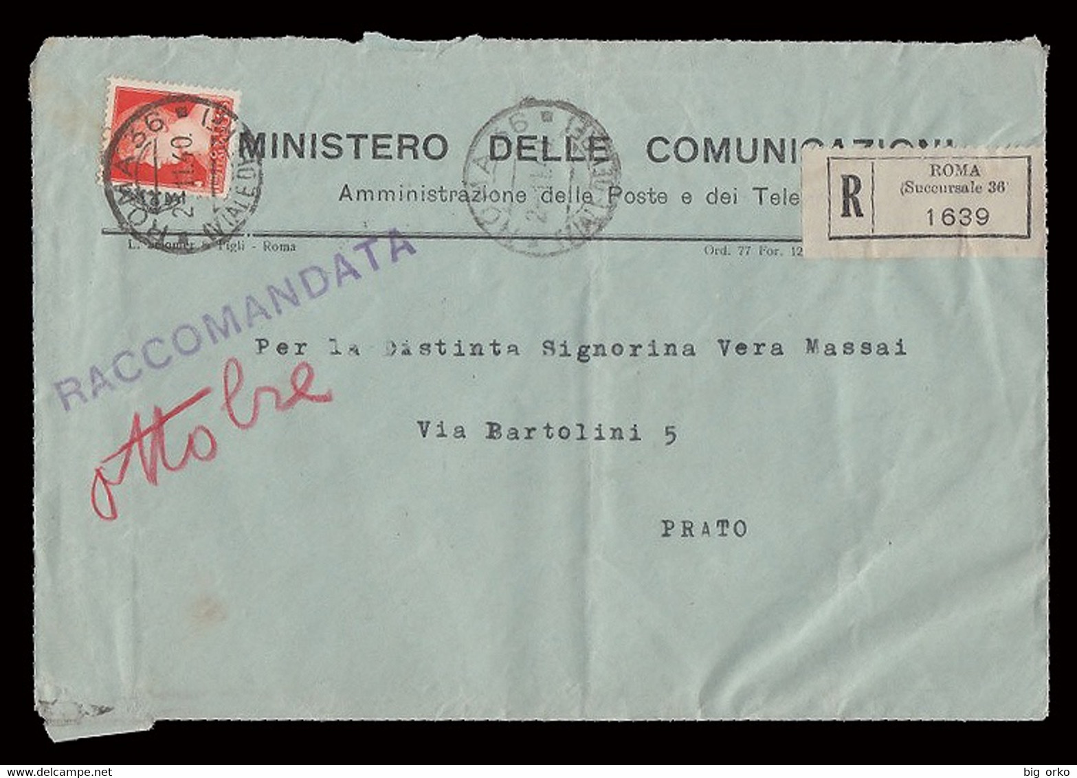 Ministero Delle Comunicazioni: Pagamento Stipendio -Busta + Lettera 1940 (B) - Italie