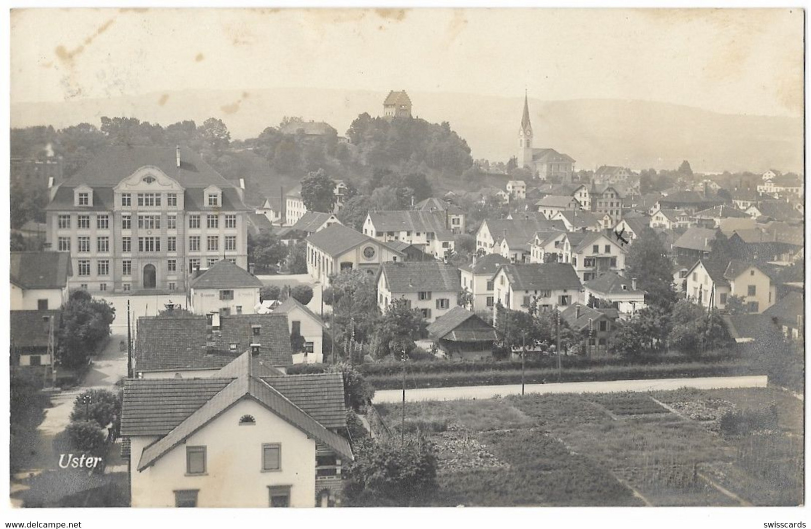 USTER: Foto-AK Quartier Mit Schule 1923 - Uster