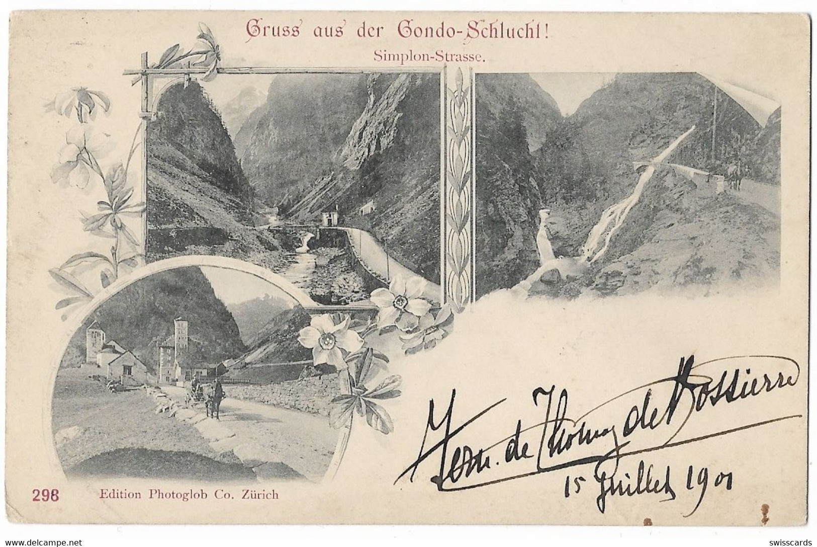 Gruss Aus Der GONDO-Schlucht: 3-Bild-AK 1901 - Saint-Luc