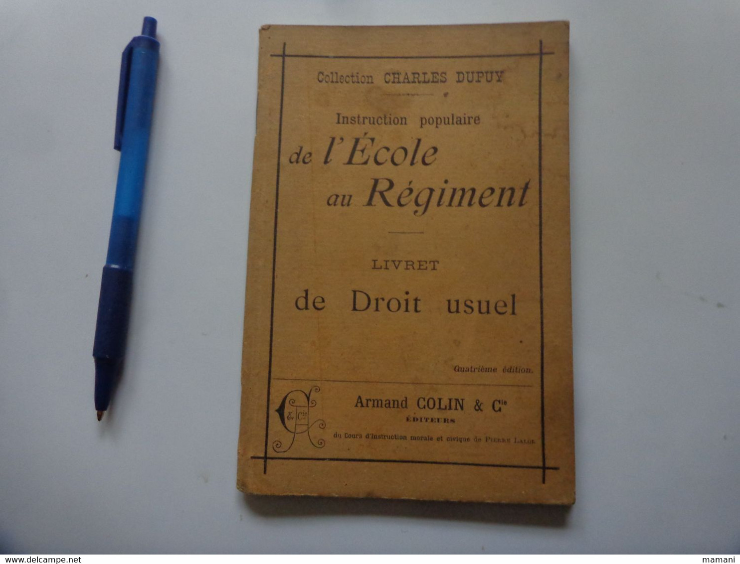 Instruction Populaire De L'ecole Au Regiment Livret De Droit Usuel-armand Colin 1898 - Recht