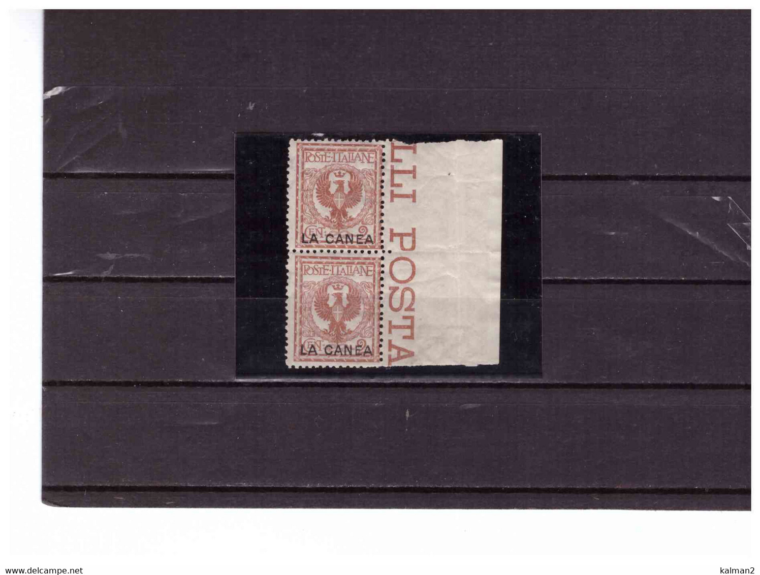 ITA335  - LEVANTE- LA CANEA /  CAT. SASSONE  Nr.   4 NUOVO** MNH IN COPPIA VERTICALE E BORDO DI FOGLIO - La Canea