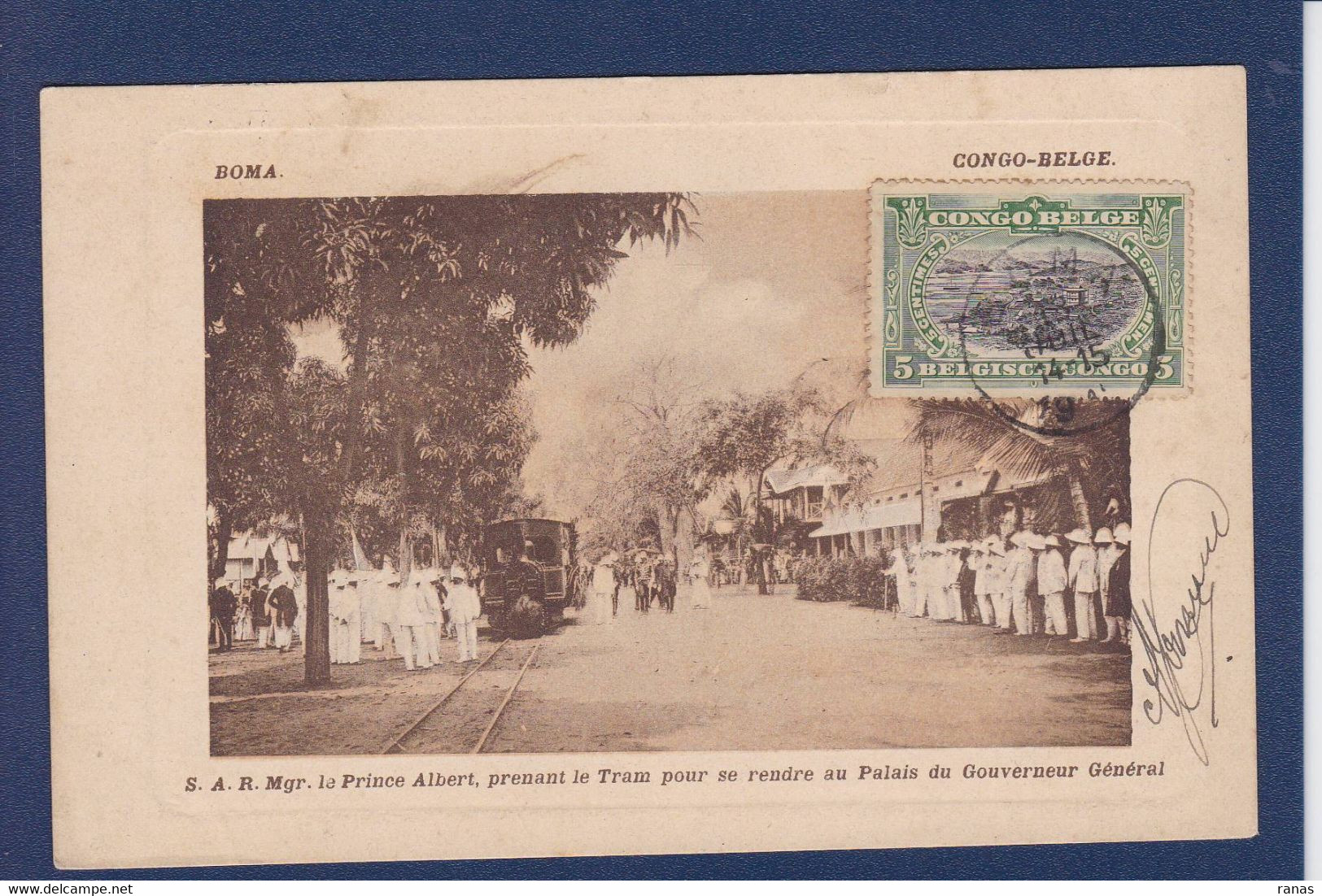 CPA Congo Belge Boma Le Prince Albert Belgique Tramway Circulé - Belgisch-Kongo