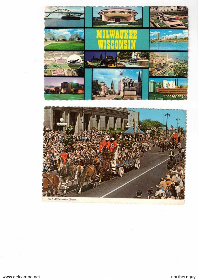 4 Different  MILWAUKEE, Wisconsin, USA, BEV, Milwaukee Days, Hon Memorial Bridge, Older 4X6 Chrome Postcards - Milwaukee