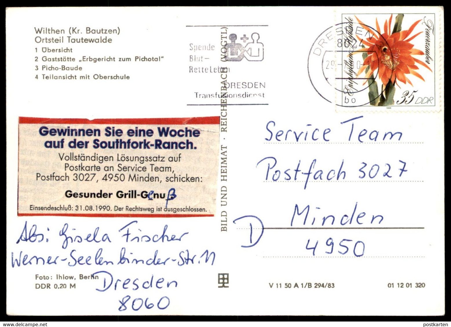 ÄLTERE POSTKARTE TAUTENWALDE WILTHEN GASTSTÄTTE ERBGERICHT ZUM PICHOTAL PICHO-BAUDE OBERSCHULE Ansichtskarte AK Postcard - Wilthen