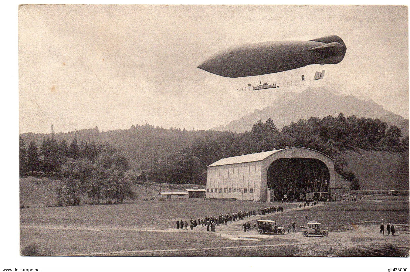 CPA SUISSE - LUFTSCHIFF "VILLE DE LUCERNE" MIT BALLONHALLE UND PILATUS - Luzern