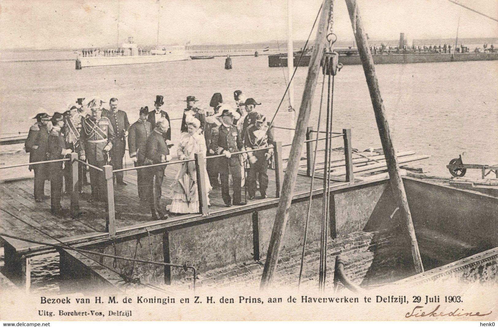 Delfzijl Havenwerken Bezoek Koningin En Prins 1903 B955 - Delfzijl