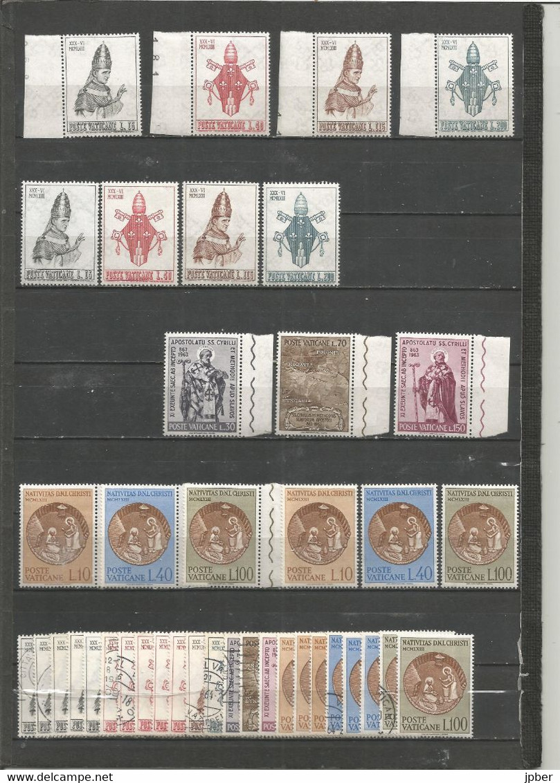 Vatican - Année 1963 - N°374 à 392 + Doubles **/*/obl - Prix Balzan,, Sede Vacante, Paul VI, St Cyrille & Methode, Noël - Full Years