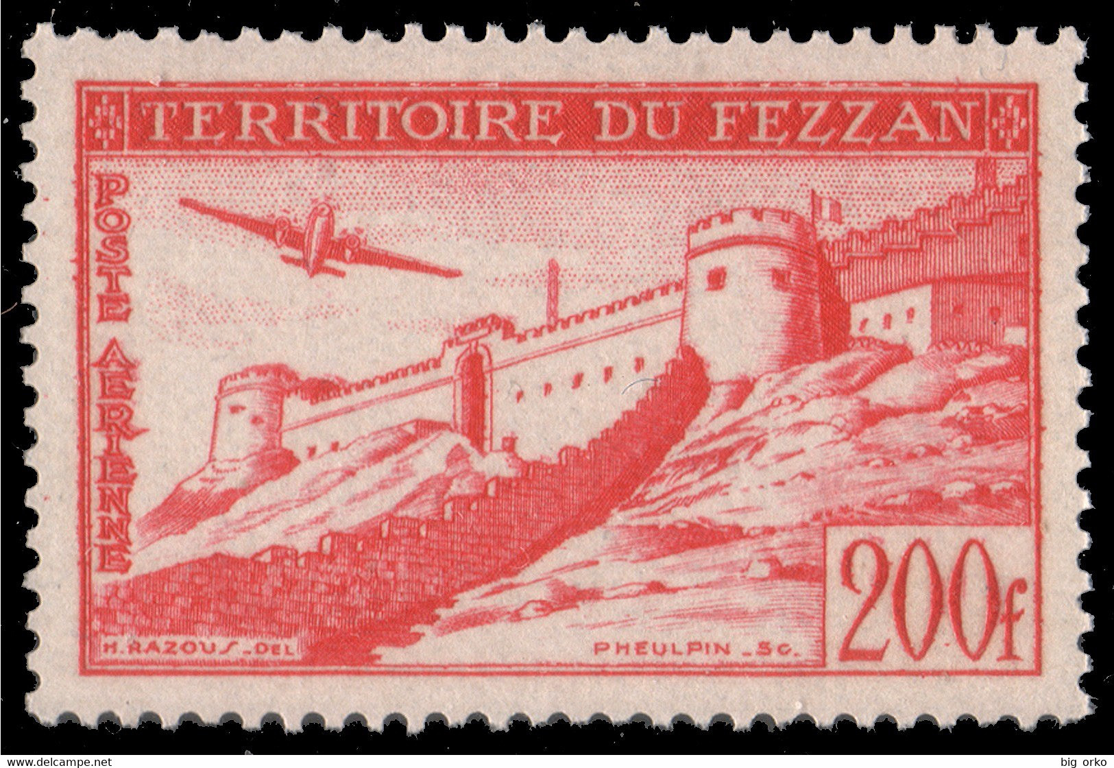 Occupazione Francese Fezzan / Territorio Militare - POSTA AEREA: 2a Emissione Per Il Fezzan 200 F. Rosso - 1951 - Unused Stamps