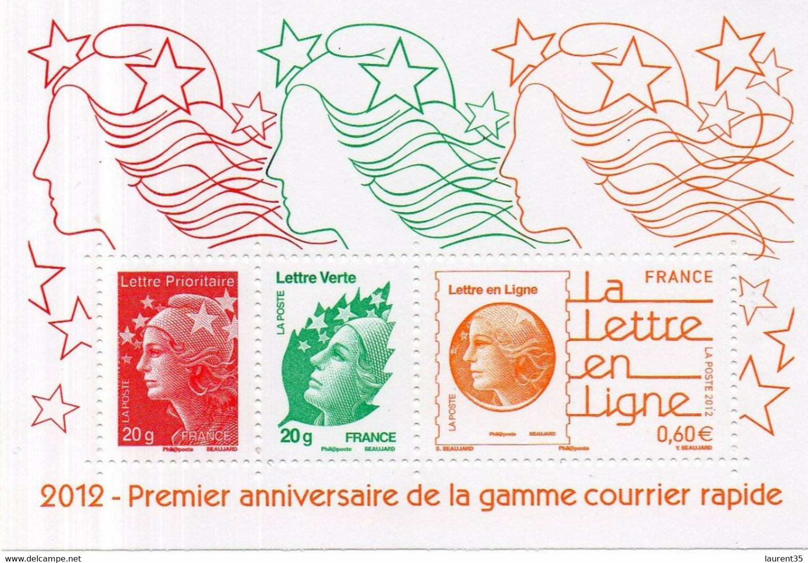 France. Bloc No F4687.1er Anniversaire Gamme Courrier Rapide.année 2012.n** - Mint/Hinged