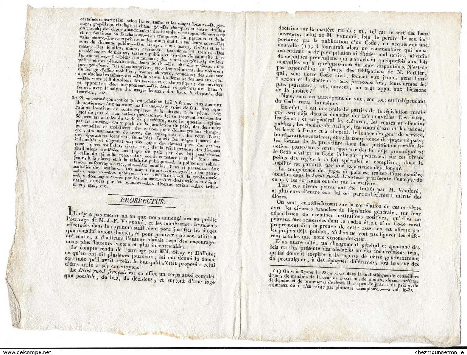 AOUT 1824 LE DROIT RURAL FRANCAIS OU ANALYSE RAISONNEE DES LOIS - IMP MARRE - Documents Historiques