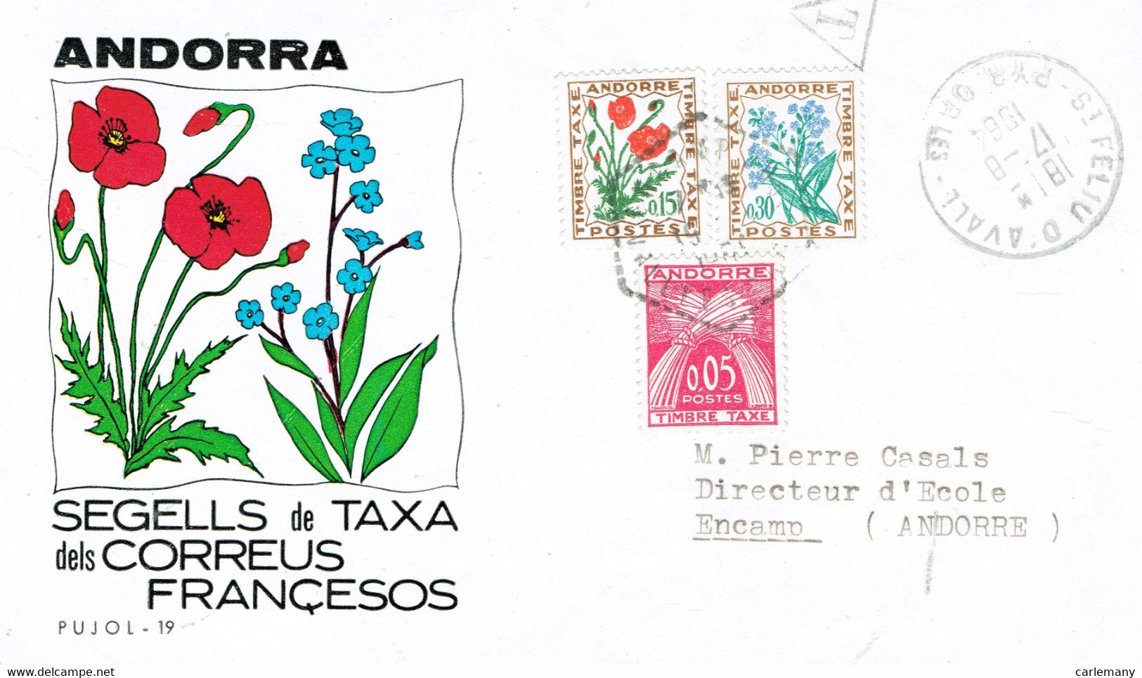 ANDORRE ANDORRS ( FRONTAL) CARTA CON SELLOS FRANQUICIA - Briefe U. Dokumente