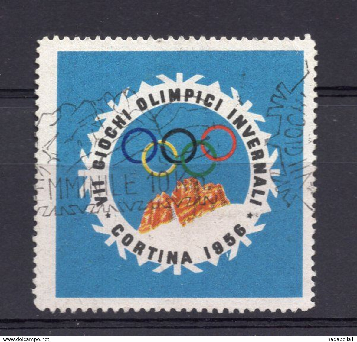 1956 ITALY, CORTINA, VII WINTER OLYMPIC GAMES, POSTER STAMP, USED - Hiver 1956: Cortina D'Ampezzo