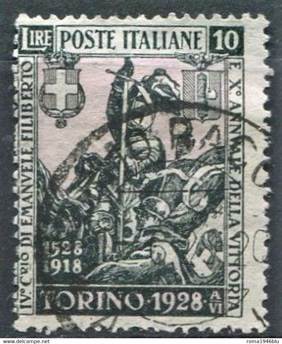 REGNO 1928 EMANUELE FILIBERTO 10 L. DENT. 14 USATO - Used