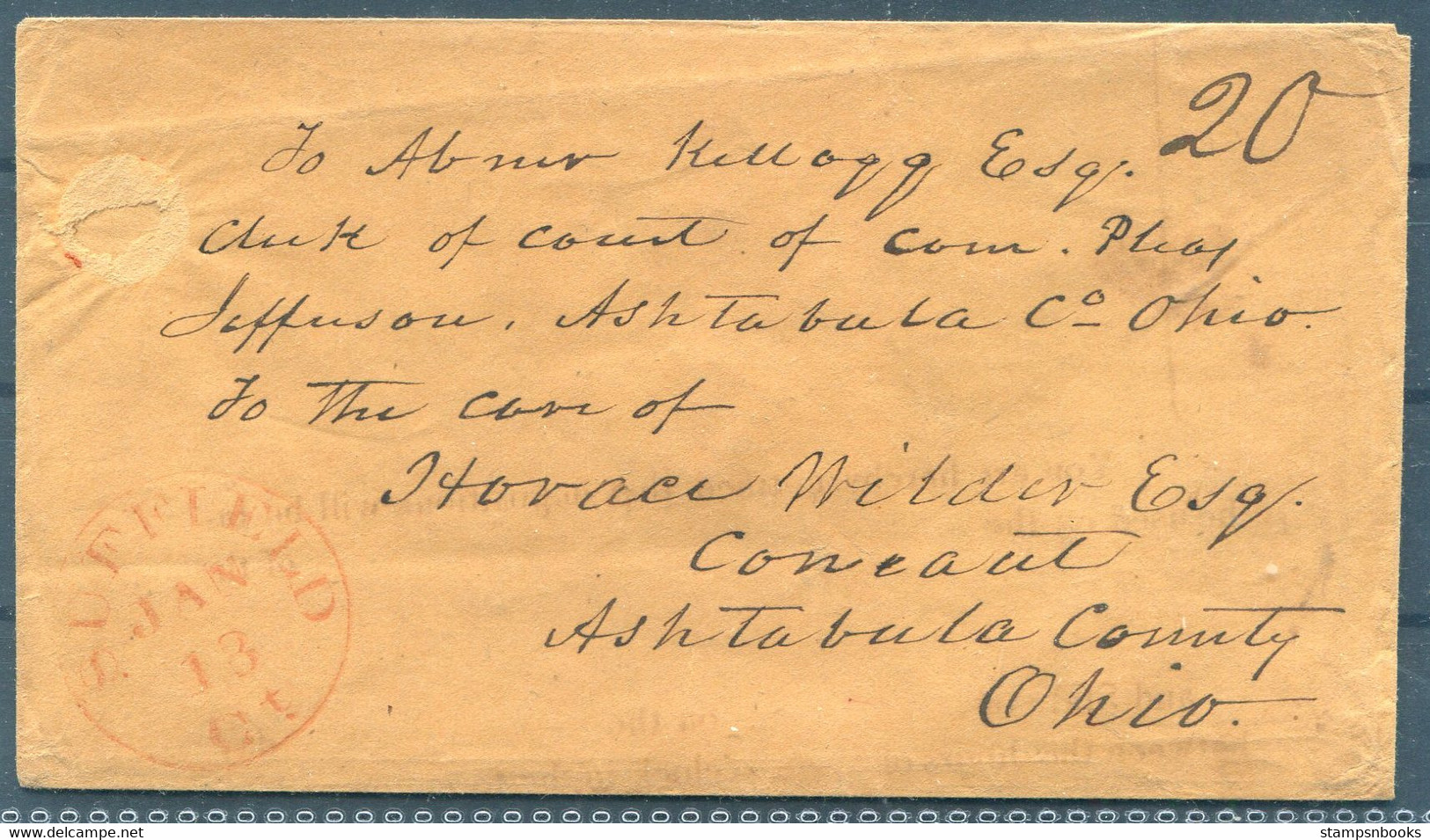 USA Suffield Cover - Ashtabula County, Ohio - …-1845 Voorfilatelie