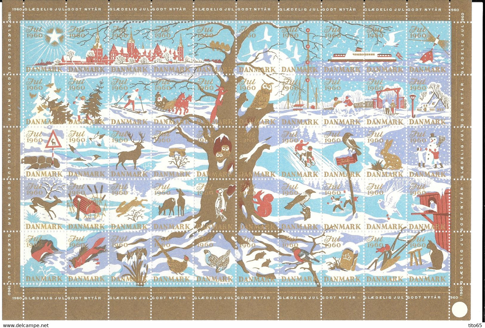 Denmark; Christmas Seals. Full Sheet 1960   MNH** - Feuilles Complètes Et Multiples