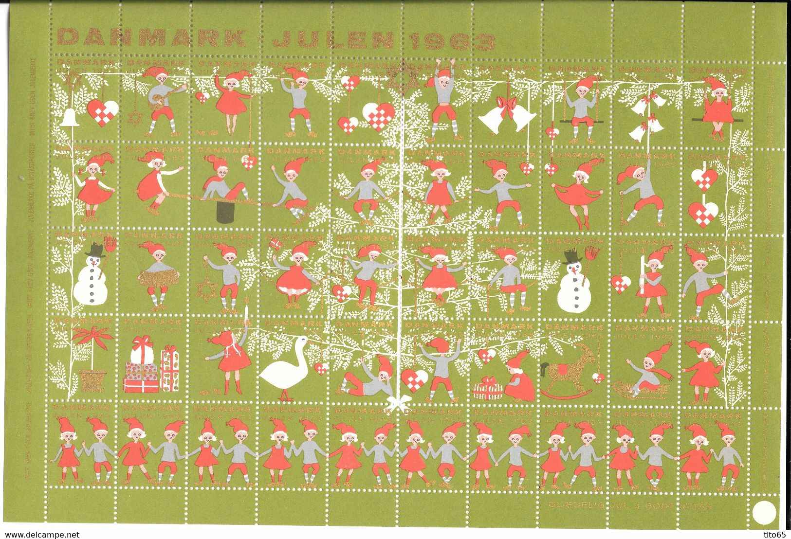 Denmark; Christmas Seals. Full Sheet 1963   MNH** - Feuilles Complètes Et Multiples