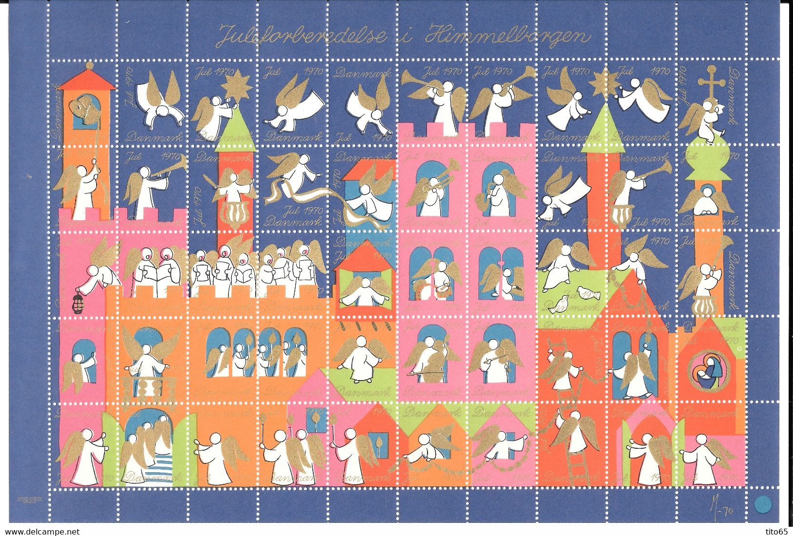 Denmark; Christmas Seals. Full Sheet 1970   MNH** - Feuilles Complètes Et Multiples